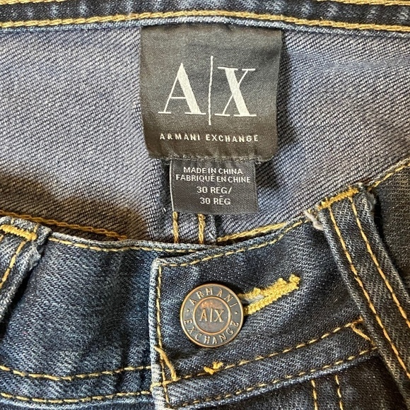 ARMANI Exchange Dark Wash Mid Rise Button Fly Skinny Denim Blue Jeans Size 30 - Picture 4 of 8